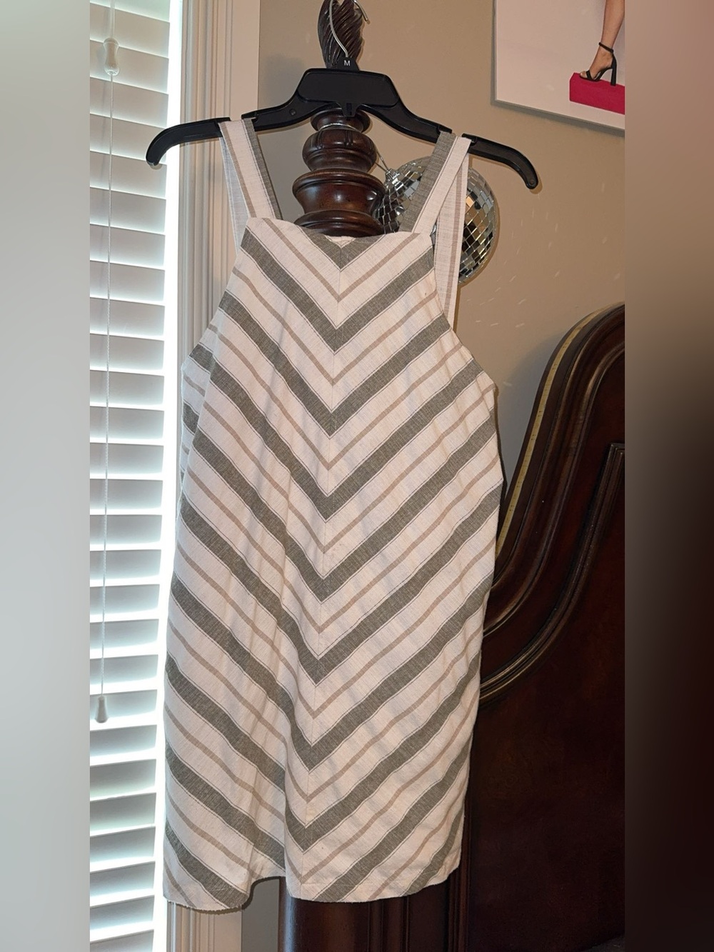 Striped Chevron Sleeveless Sundress - Neutral Stripes